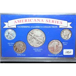 Americana Series Vanishing Classics Collection; 1943-S Steel Penny, 1936-D Buffalo Nickel, 1925 Stan