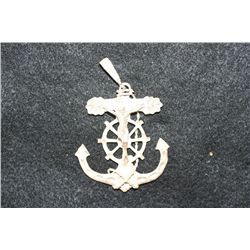 14K Gold Anchor Charm W/Jesus on the Cross