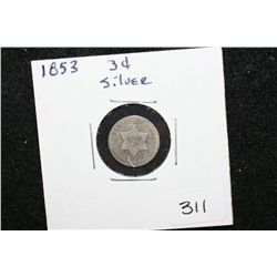 1853 Silver Three Cent Piece