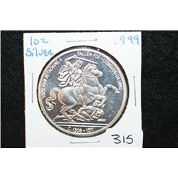 Silver Trade Unit Round; .999 Fine Silver 1 Oz.-Horseman Attacking a Fallen Foe/Leonardo Da Vinci