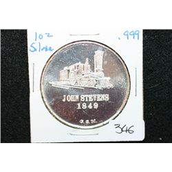 1849 John Stevens Silver Round; .999 Fine Silver 1 Oz.
