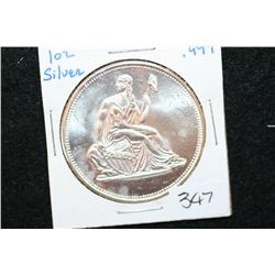 "Seated Liberty" Silver Round; .999 Fine Silver 1 Oz.