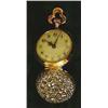 Image 1 : A diamond set lady's gold pocket watch with w...