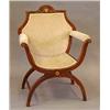 Image 1 : An Edwardian inlaid mahogany "X" framed chair...