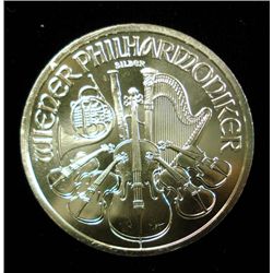 2011 AUSTRIAN PHILHARMONIC 1,50 EURO, ONE OUNCE .999 SILVER