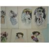 Image 2 : LOT 13 VINTAGE POSTCARDS WATERCOLOR WOMEN