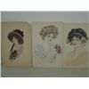 Image 5 : LOT 15 VINTAGE POSTCARDS WOMEN WATERCOLOR