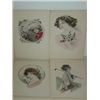 Image 2 : LOT 10 VINTAGE POSTCARDS WOMEN BIRTHDAY WATERCOLO
