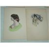 Image 3 : LOT 8 VINTAGE POSTCARDS WOMEN WATERCOLOR