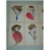 Image 2 : LOT 8 VINTAGE POSTCARDS WOMEN WATERCOLOR