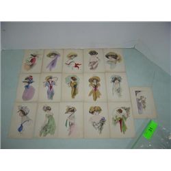 LOT 30 VINTAGE POSTCARD WOMEN WATERCOLOR GH LAMBIN