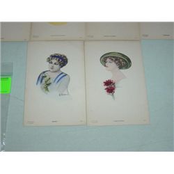 LOT 4 VINTAGE POSTCARD WOMEN H LAPRAIK BALL