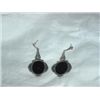 Image 2 : 925 SILVER ONYX AND MARCASITE DROP EARRINGS