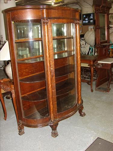 Antique Curved Glass Claw Foot China Cabinet Antique Claw Foot China Cabinet