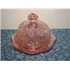 Image 1 : VINTAGE PINK CARIVAL GLASS BUTTER DISH WITH DOME