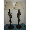 Image 1 : PAIR VINTAGE TABLE LAMPS PEACOCK BRASS