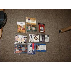 LOT 10 BASEBALL CARDS GAME USED MATERIALS