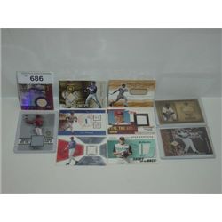 LOT 10 BASEBALL CARDS GAME USED MATERIALS