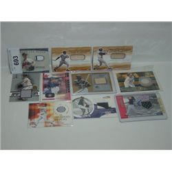 LOT 10 BASEBALL CARDS GAME USED MATERIALS