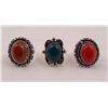 Image 1 : 3 Sterling Rings Coral Green Onyx Red Onyx