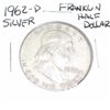 Image 1 : 1962-D Franklin SILVER Half Dollar *PLEASE LOOK AT PICTURE TO DETERMINE GRADE - NICE COIN*!!