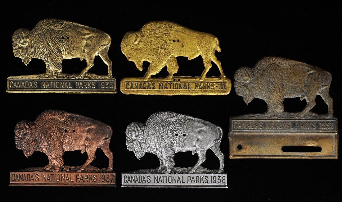 Five Metal Banff Park Passes Canada's National Parks 1930, 1936, 1937