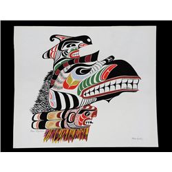 Chief Henry Speck Water Colour of a Sea Raven 14