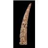 Image 1 : Elsie John Carved Walrus Tusk Depicting Shaman Holding Whale and a Raven with Faceted Garnet Inset E