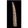 Image 2 : Elsie John Carved Walrus Tusk Depicting Shaman Holding Whale and a Raven with Faceted Garnet Inset E