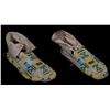 Image 1 : Pair of Northern Cheyenne Beaded Moccasins with Geometric Design and Parfleche Soles ca. 1870  9 1/2