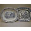 "Two 19th century blue and white meat plates,...