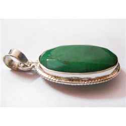 Natural 26.75 ctw Emerald Oval Pendant .925 Sterling