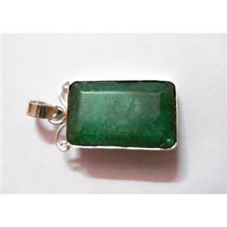 Natural 35.10 ctw Emerald Pendant .925 Sterling