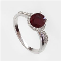 Natural 1.75 ct 3.51g Ruby & Diamond 14k WG Ring