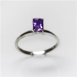 Natural 4.25 ctw Amethyst Emerald .925 Sterling Ring