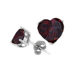 Natural 2.10 ctw Garnet Heart Earrings .925 Sterling