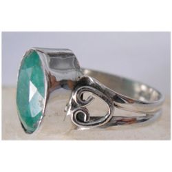 Natural 20.25 ctw Emerald Oval Ring .925 Sterling