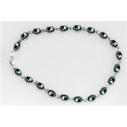NATURAL 8.00 CTW AQUAMARINE OVAL BRACELET .925 STERLING