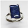 Image 1 : NATURAL 3.73 GRAMS LAPIS EMERALDCUT RING .925 STERLING