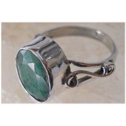 Natural 20.70 ctw Emerald Oval Ring .925 Sterling