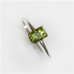 Natural 2.75 ctw Peridot Emerald Cut .925 Sterling Ring