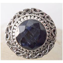 Natural 25.15 ctw Sapphire Round Ring .925 Sterling
