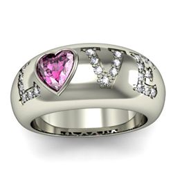 Genuine 0.74ctw Pink Sapphire Diamond Ring 14k W/Y Gold