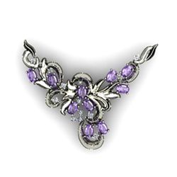 Genuine 12.75 g Diamond and Tanzanite Oval .925 Sterlin