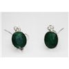 Image 1 : NATURAL 3.47 GRAMS EMERALD OVAL EARRINGS .925 STERLING