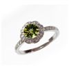 Image 1 : Natural 1.27 ct 3.38g Peridot & Diamond 14k WG Ring