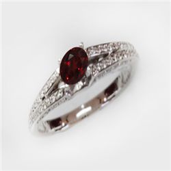 Natural 1.64 ct 4.41g Garnet & Diamond 14k WG Ring