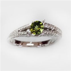 Natural 1.39 ct 4.41g Peridot & Diamond 14k WG Ring