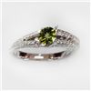 Image 1 : Natural 1.39 ct 4.41g Peridot & Diamond 14k WG Ring