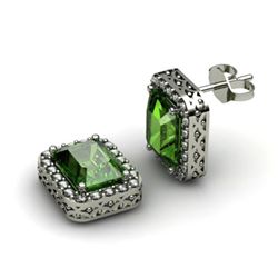 Genuine 3.90 ctw Emerald Diamond Earring 14k W/Y Gold